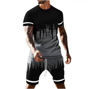 Conjunto de Pantalones Cortos y Camiseta de Manga Corta para Hombre, Corte Regular, 100% Poliéster/Algodón, Transpirable, Cierre de Cremallera, Estampado Animal, Verano - Product Image 6