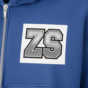 Sweat à capuche bleu épais d'hiver à fermeture éclair en 400 GSM polaire lourde mélange de coton doux tissu chaud personnalisé logo brodé basique sweats à capuche - Product Image 5