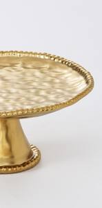 Base para Pastel de Metal Dorado de Lujo con Diseño de Textura Martillada, Pedestal Redondo para Postres con Borde de Cuentas para Bodas y Catering - Product Image 3