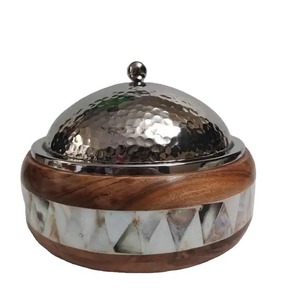 Marmite ronde de luxe avec couvercle bleu ciel en verre nacré - Product Image 6