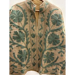 Chaqueta de Algodón con Cuello Mandarín y Bordado Floral en Terciopelo, Tejida a Mano, de Secado Rápido, Largo Regular, Manga Larga, para Mujer, Otoño, Jaipur - Product Image 2