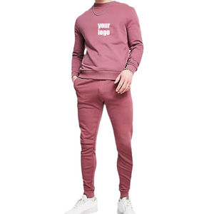 Hombres Unisex 100% algodón polar Jogger conjuntos transpirable cuello redondo sudaderas Slim Fit pantalones de chándal sólido OEM entrenamiento ecológico - Product Image 6