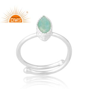 Anillo de piedras preciosas de amazonita Natural de Plata de Ley 925, joyería personalizada para mujer, regalo para ella - Product Image 1