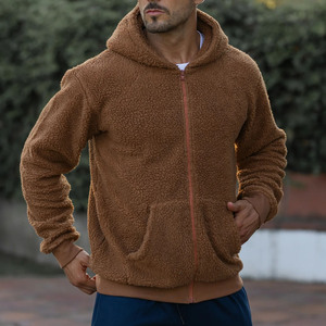 <b>Men</b> <b>Sherpa</b> Zipper <b>Hoodie</b> Heavy Cotton Warm Winter Breathable Windproof for Outdoor Activities - Product Image 1