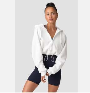 Sweat à capuche court avec fermeture éclair Vêtements décontractés pour femmes Tissu en coton Fabricant avec logo personnalisé OEM - Product Image 3