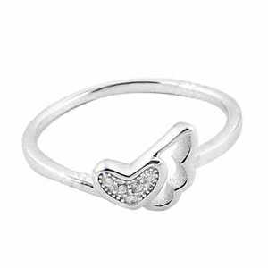 Bague en argent 925 en forme de cœur romantique pour femmes avec zircone cubique plaqué rhodium Bijoux fins - Product Image 1