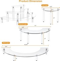 Support de présentoir en acrylique pour figurines pop, support de dessert demi-lune transparent à 3 niveaux et 2 paquets pour affichage ou collections