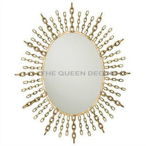 New Stylish <b>Round</b> Metal Wire Made Wall <b>Mirror</b> <b>Gold</b> Plated Bathroom Decorative Modern Luxury <b>Mirrors</b> for Living Room - Product Image 3