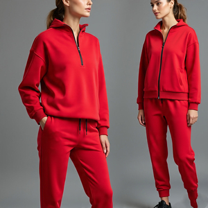 1/4 quart zip pull chemise, sweat et pantalons de survêtement femmes vêtements de sport Jogging entraînement porter surdimensionné Zip survêtement dames - Product Image 1