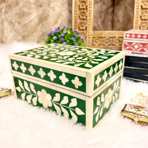 Caja de Joyería Artesanal con Incrustaciones de Hueso, Elegante Caja de Almacenamiento con Diseño Floral, Organizador de Joyas Decorativo de Madera - Product Image 6