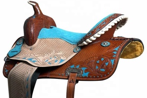 Barril de carreras inglés de cuero genuino de calidad superior, sillín occidental, herrajes de acero inoxidable, tamaño de 10-20 pulgadas para montar a caballo - Product Image 2