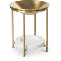Brûleur à huile minimaliste en marbre blanc avec accent en cuivre, diffuseur de parfum d'intérieur de luxe pour l'aromathérapie et la décoration