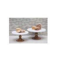 Support de gâteau en marbre en bois fabriqué à la main support de fruits alimentaires usine en gros 100% support de gâteau en marbre naturel et bois