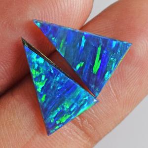 Boucles d'oreilles assorties 15x10x2 MM, fabrication de bijoux, paire de pierres précieuses, styliste, fournisseur d'opale fait à la main, paire d'opale de feu bleu vert étincelant - Product Image 4