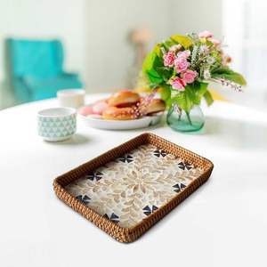 Elegant Vietnamese Rectangle Shape Handwoven Rattan Serving Tray Eco-Friendly Disposable Carrying <b>Handles</b> for Holiday Gifts - Product Image 4