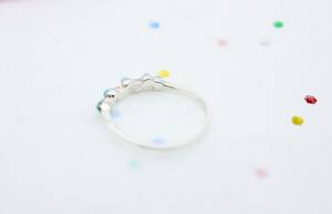 แหวนสายสีเทอร์ควอยส์แสนสวย925สเตอริงเงินเป็นชิ้นเล็กๆแหวนวางซ้อนกันได้สำหรับเด็กผู้หญิงและผู้หญิงเครื่องประดับประจำวัน - Product Image 4