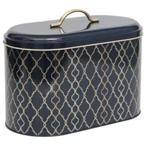 Boîte à pain à motif géométrique doré 178x338x200mm avec poignée en métal Stockage et conteneur de nourriture 9.8L Fond noir - Product Image 1