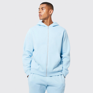 เสื้อฮู้ดโอเวอร์ไซส์แบบมีซิปและกางเกงวอร์มสำหรับผู้ชายผ้าคอตตอน100% พิมพ์ลายโลโก้ชุดวอร์มใส่วิ่งสำหรับผู้ชาย - Product Image 6