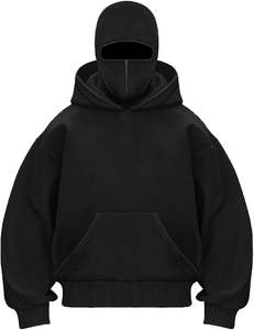 OEM <b>Balaclava</b> hoodie for <b>men</b> winter warm fleece cotton blended Hoodie Drop shoulder oversized hoodie street fashion - Product Image 1