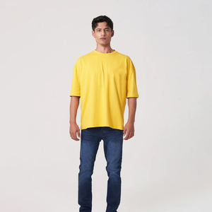 T-shirt col rond surdimensionné et épais T-shirt à épaules tombantes T-shirt vierge surdimensionné pour hommes Logo personnalisé fabriqué au Pakistan - Product Image 2