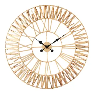 걸작 Goldtone 해초 라운드 벽 시계 수제 해초 벽걸이 시계 가정용