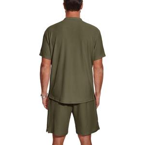 2025 chándales cortos de dos piezas de algodón transpirable personalizados para hombres conjuntos deportivos de talla grande camisetas pantalones cortos venta deportes de verano - Product Image 5