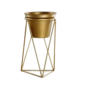 Pot de fleurs sur piédestal plaqué or de style moderne pour salon, pots décoratifs de style arabe de haute qualité, jardinières robustes - Product Image 2