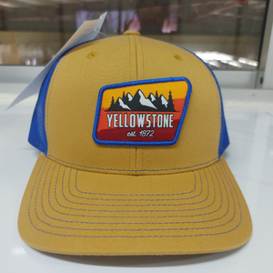 Casquette Trucker 6 Panneaux Jaune Bleu en Maille avec Logo Tissé Personnalisé, Fermeture à Boucle Simple et 2 Œillets, Structurée pour Marque - Product Image 2