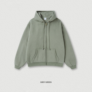 Sudadera con Capucha y Cremallera Completa de Nuevo Diseño para Hombre, Sudadera con Capucha y Cremallera Personalizada con Logotipo, Sudadera de Color Sólido Teñido de Primera Calidad - Product Image 2