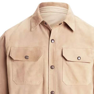 เสื้อหนังนิ่มสำหรับผู้ชายเสื้อหนังกลับแบบมีกระดุมตกแต่งใหม่ล่าสุด - Product Image 6