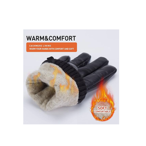 100% Guantes de cuero puro Guantes de conducción de invierno de cuero con pantalla táctil para hombres - Product Image 5