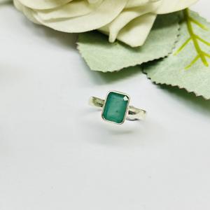 Bague en argent sterling 925 avec bague cadeau d'anniversaire en pierre précieuse vert émeraude colombien naturelle pour les fêtes - Product Image 3