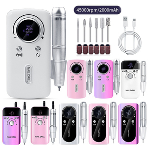 Lime à ongles portable 45000 tr/min, perceuse à ongles électrique rechargeable, six têtes de polissage différentes, forme de stylo, batterie externe - Product Image 1