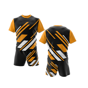 ชุดฝึกซ้อมรักบี้โพลีเอสเตอร์100% ชุดเสื้อเจอร์ซีย์ทีมรักบี้สำหรับเด็กแบบลีกและกางเกงขาสั้นระบายอากาศได้ดีดีไซน์พร้อมใช้งาน - Product Image 3