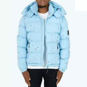 Veste imperméable matelassée pour hommes élégante Veste d'extérieur en polyester vert matelassée à bulles d'hiver Conception personnalisée - Product Image 2