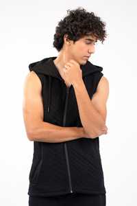Manufacturer Supply Custom US Size 2026 Summer Streetwear Tank Top for <b>Men</b> <b>Sleeveless</b> Thermal <b>Hoodies</b> 100% Cotton Blends by Ako - Product Image 3