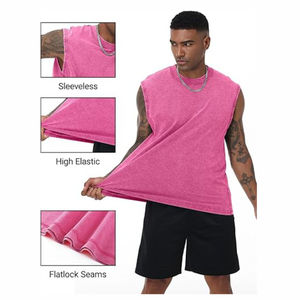 เสื้อกล้ามผู้ชายวินเทจซักด้วยหินฟอกสีเสื้อกั๊กถักผ้าฝ้าย100% สปอร์ตสั่งทำโลโก้ได้ตามที่ต้องการ - Product Image 5