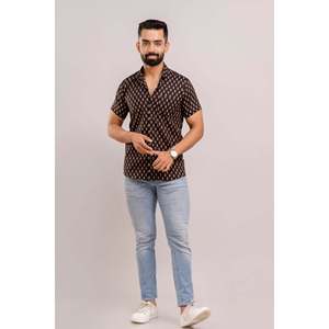 Chemise en lin rayée à boutons pour homme 100% coton - Manches courtes Respirante Taille 6XL - Product Image 6