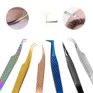 5 Pieces Professional Stainless Steel <b>Eyelash</b> <b>Tweezers</b> Sets Straight/Curved Tips for <b>Eyelash</b> Extensions (Customizable Packaging - Product Image 4