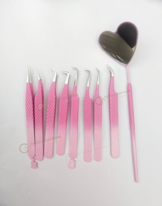 Pinces à cils les plus vendues, pinces à pointe en fibre, couleur rose et blanche, pinces à cils en acier inoxydable pour les cils - Product Image 3