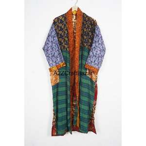 Kimono long en soie artisanal pour femmes, de haute qualité, patchwork vintage, robes de demoiselle d'honneur, taille unique, vêtements de nuit pour l'été - Product Image 4