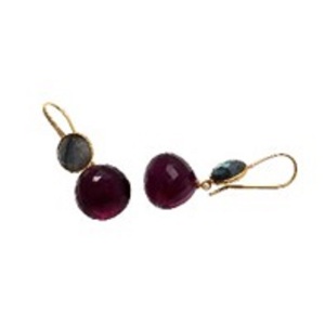 Pendientes de plata de primera ley con forma de pera y labradorita, aretes pequeños, plata esterlina 925, turmalina, GEMA, forma redonda - Product Image 1