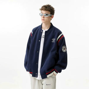 Chaqueta de béisbol americana bordada de primavera para hombre y mujer, estilo patchwork, holgada - Product Image 1