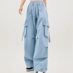 Top Trending Summer Cargo Pants Mujer Premium 100% Algodón orgánico Multi-Pocket Jogger Pantalones transpirables para mujer - Product Image 1