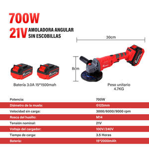 Pointekx 125mm Brushless Lithium Angle <b>Grinder</b> 21V Red And Black Professional Grade General Purpose Grinding Tool - Product Image 2