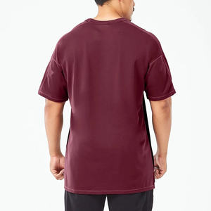 Camiseta extragrande de alta calidad para hombre, camiseta de bloque de Color con hombros caídos, logotipo impreso personalizado, Camiseta holgada de algodón pesado 100% para hombre - Product Image 4