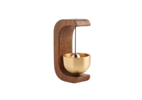 Carillon de porte en laiton et bois, cloche à vent, design moderne, rectangulaire, décoration murale, artisanat métallique, logo personnalisé
