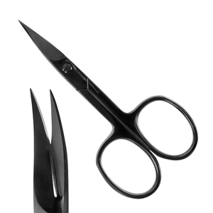 Tijeras de manicura de uñas de acero inoxidable de Color negro, cuchillas afiladas finas, Punta puntiaguda, suministros para uñas, tijeras artísticas - Product Image 1