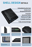 Komputer Industri PC Layar Sentuh Kapasitif Tahan Banting Tanpa Kipas dengan Performa Tinggi Intel Core 8GB 16GB RAM 256GB SSD