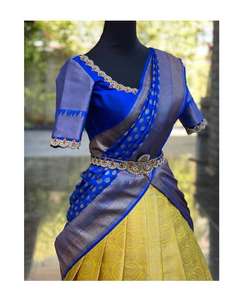La mayoría de las ventas de ropa de fiesta nupcial tradicional india Kanjiveram seda Lehenga Choli chica mujeres último exclusivo aspecto real nupcial - Product Image 1